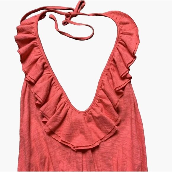 Express Women's Size Small Pink Ruffle Halter Dress New without Tags 60% Cotton, - Picture 5 of 6